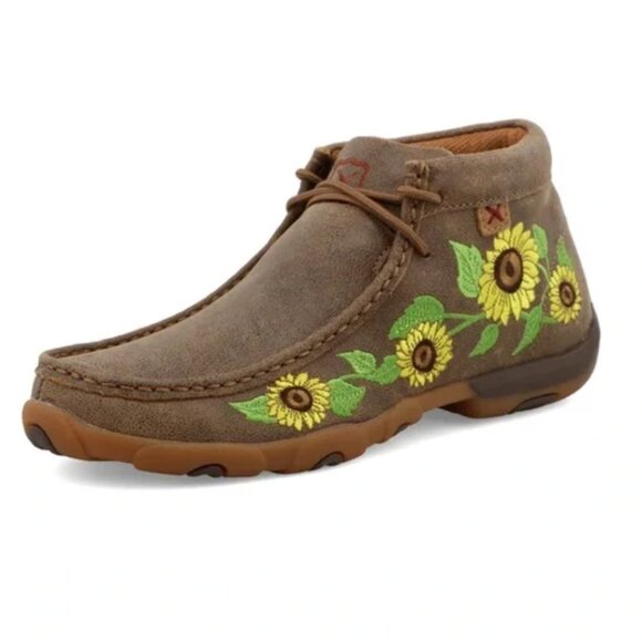 Twisted X Women's Sunflower Bomber Leather Chukka Driving Mocs 8.5 - Picture 1 of 10